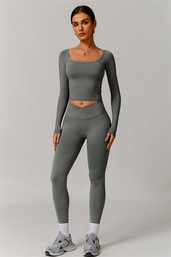 The Vivid Long Sleeve Crop Top Leggings 2-Piece Set
