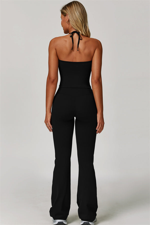 The Refresh Halter Crop Top Flared Leggings 2-Piece Set