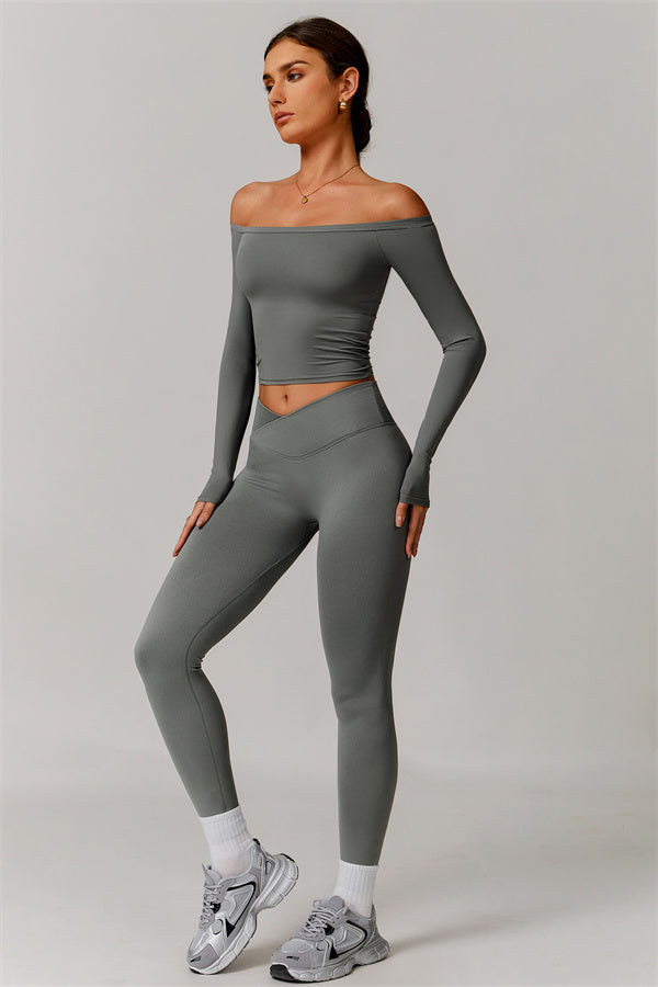 The Vivid Long Sleeve Crop Top Leggings 2-Piece Set