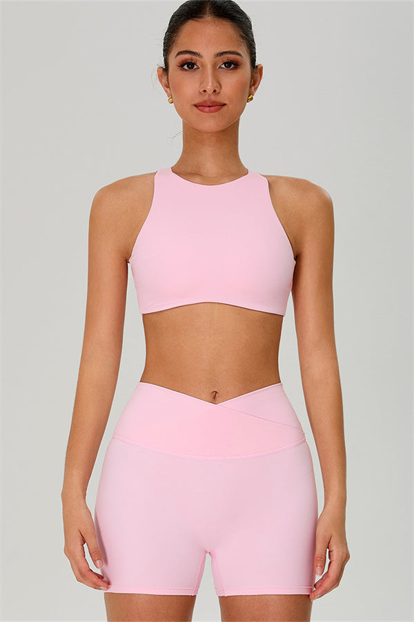 The Jewel Crop Top Crossover Shorts 2-Piece Set Vanilla