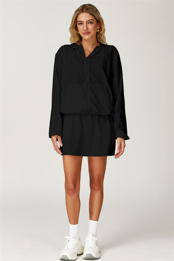The Zeal Airy Zip Hoodie Tennis Skirt 2-Piece Set