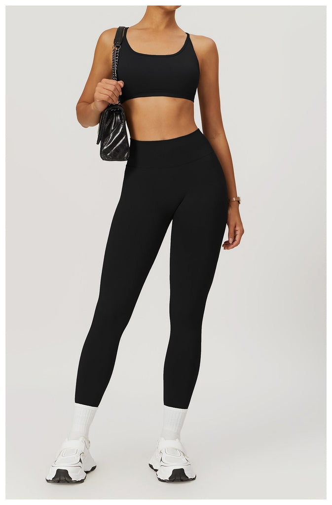 Piper Scoop Top & Leggings Set Black