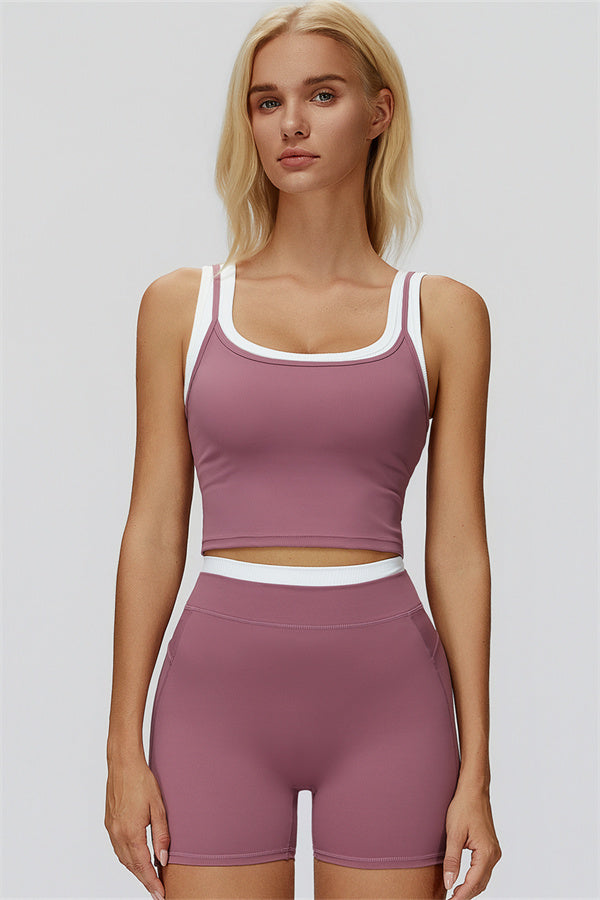 The Canyon Crop Tank Shorts 2-Piece Set Wisteria