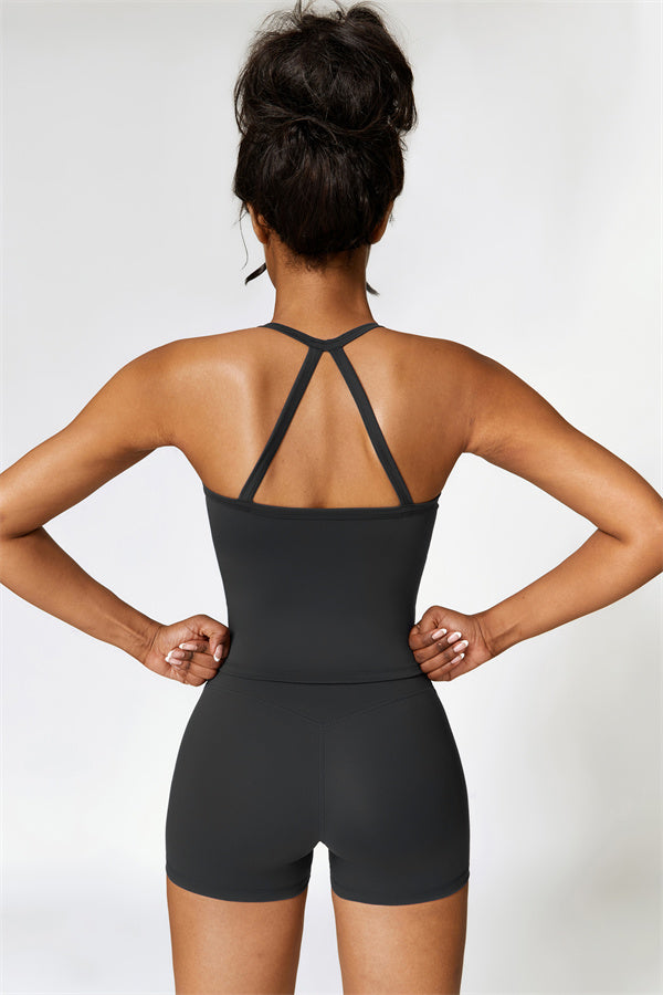 The Isabella Crop Top Shorts 2-Piece Set Black