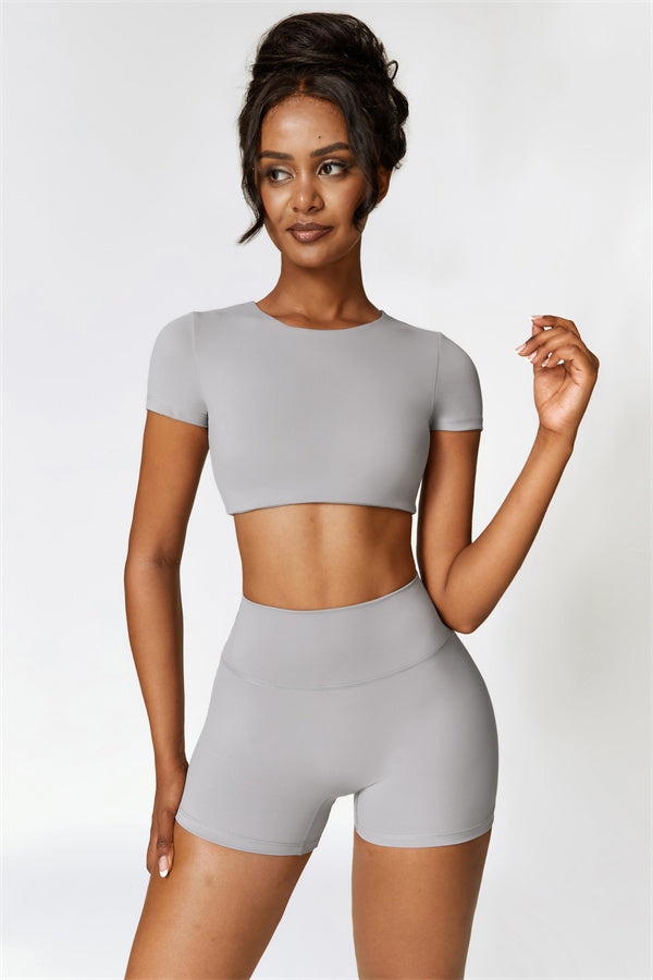 The Isabella T-shirt Shorts 2-Piece Set Light Grey