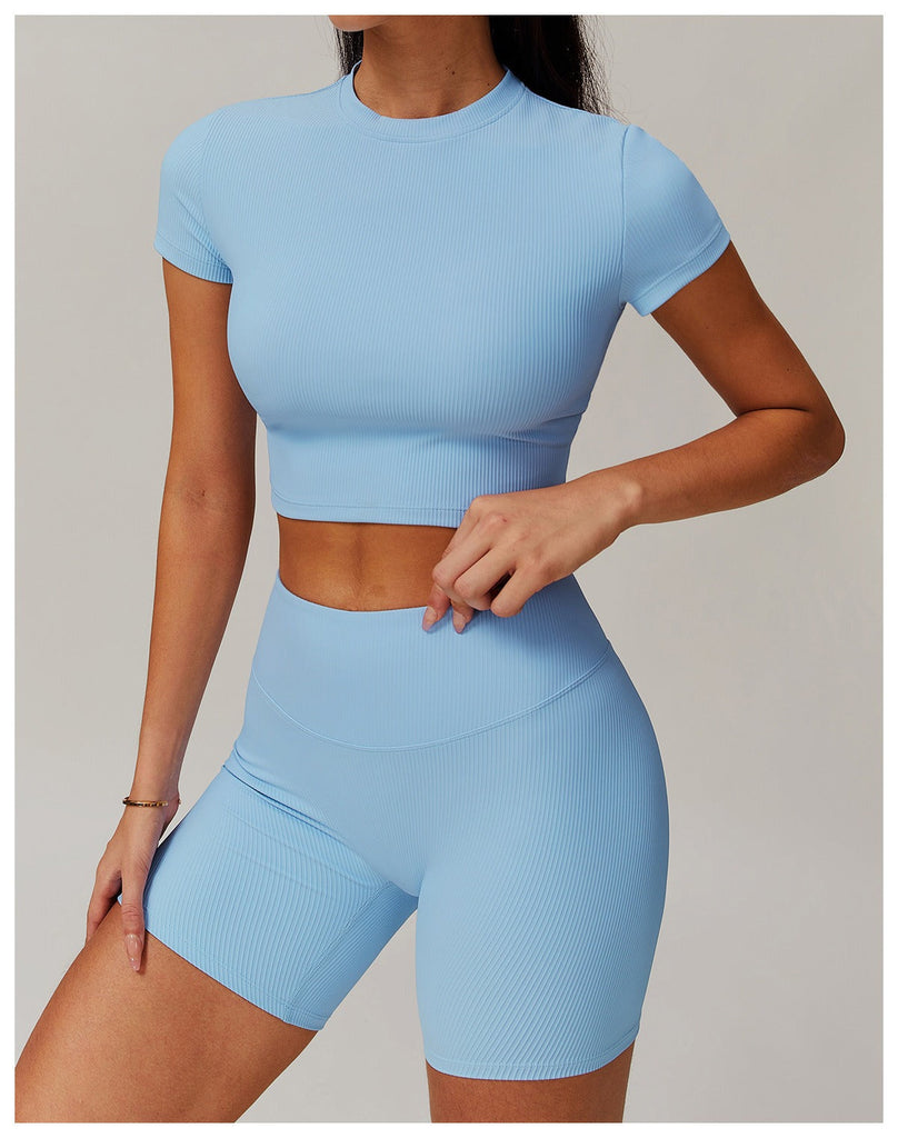 Casey T-Sleeve Top & Shorts Set Blue