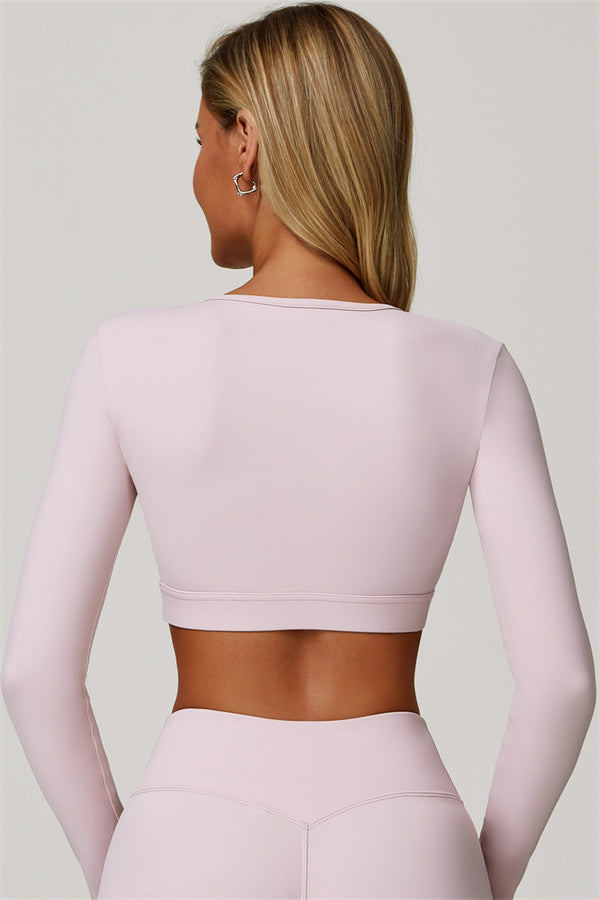 The Lavish Long Sleeve Cut-out Crop Top Tennis Skirt 2-Piece Set