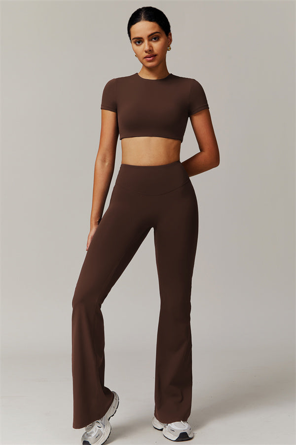 The Delicate Crop Top Flared Leggings 2-Piece Set
