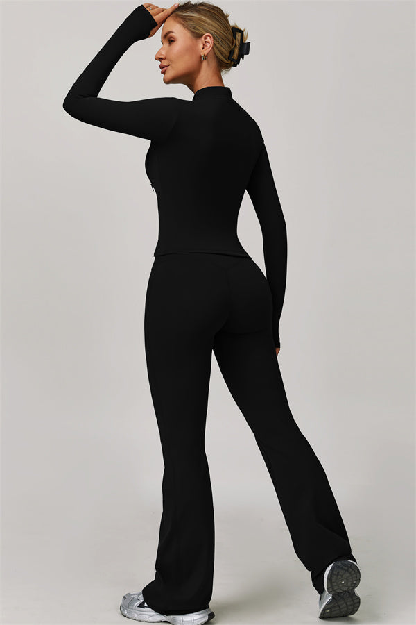 The Refresh Jacket Sports Bra Flared Leggings 3-Piece Set