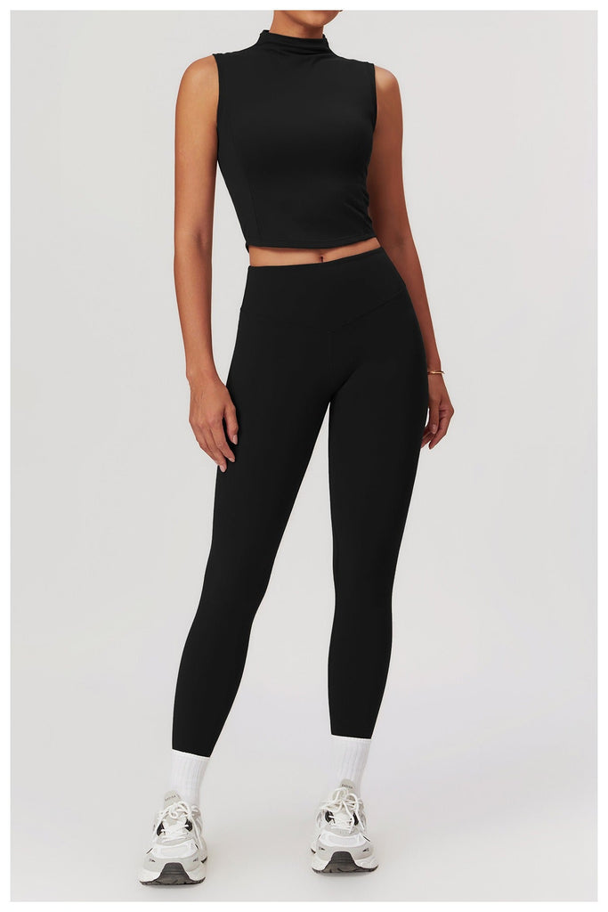 Stephanie Crop Top & Leggings Set Black