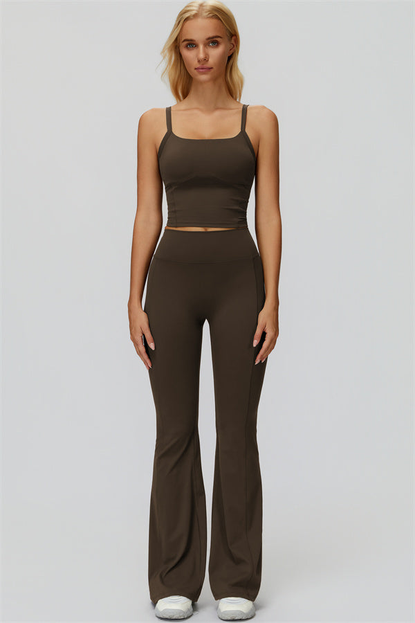 The Fyra Crop Tank Flared Leggings 2-Piece Set