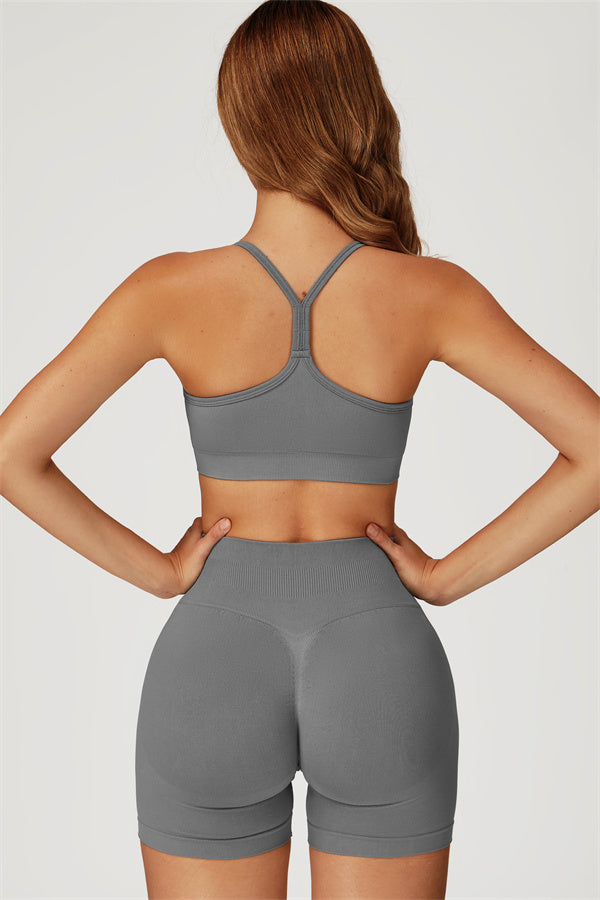 The Sculpt Sports Bra Shorts 2-Piece Set Shuttle Grey