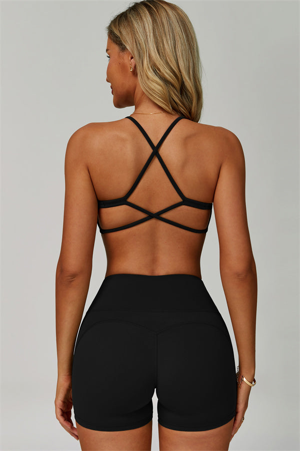 The Bold Cross Back Sports Bra Shorts 2-Piece Set