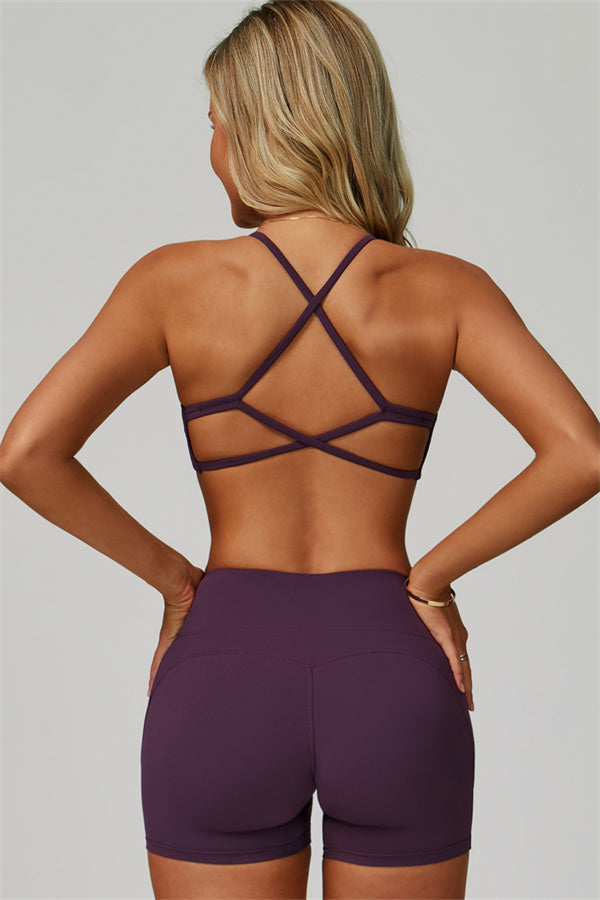The Bold Cross Back Sports Bra Shorts 2-Piece Set