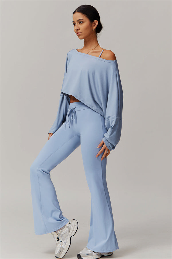 The Resonate Drift Cropped Pullover Flared Leggings 2-Piece Set
