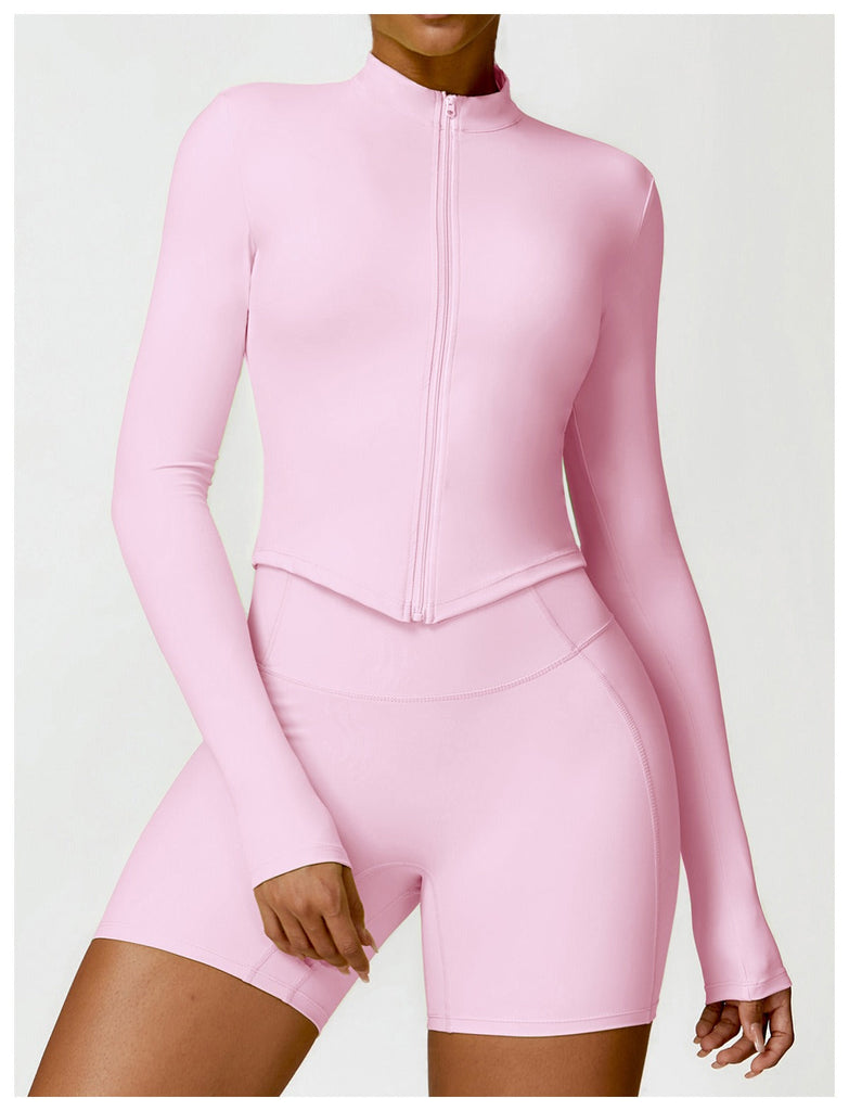 Supreme Zip Longsleeve Top & Shorts Set Bubblegum