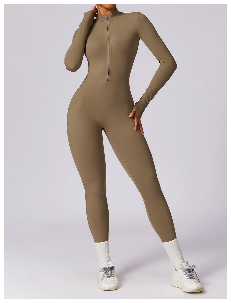 Super Sculpt Longsleeve Jumpsuit (size down) Taupe