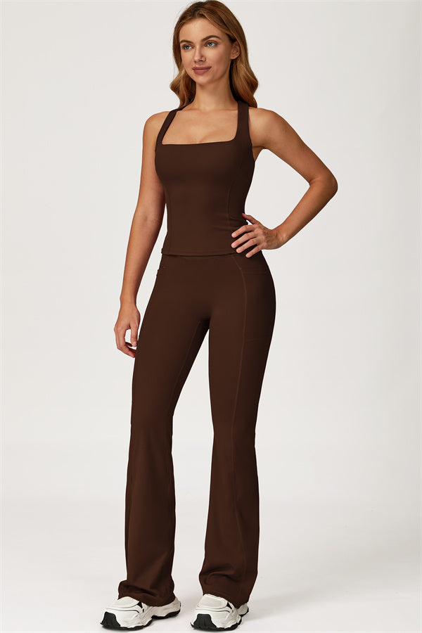 The Glacier Crop Tank Flared Leggings 2-Piece Set