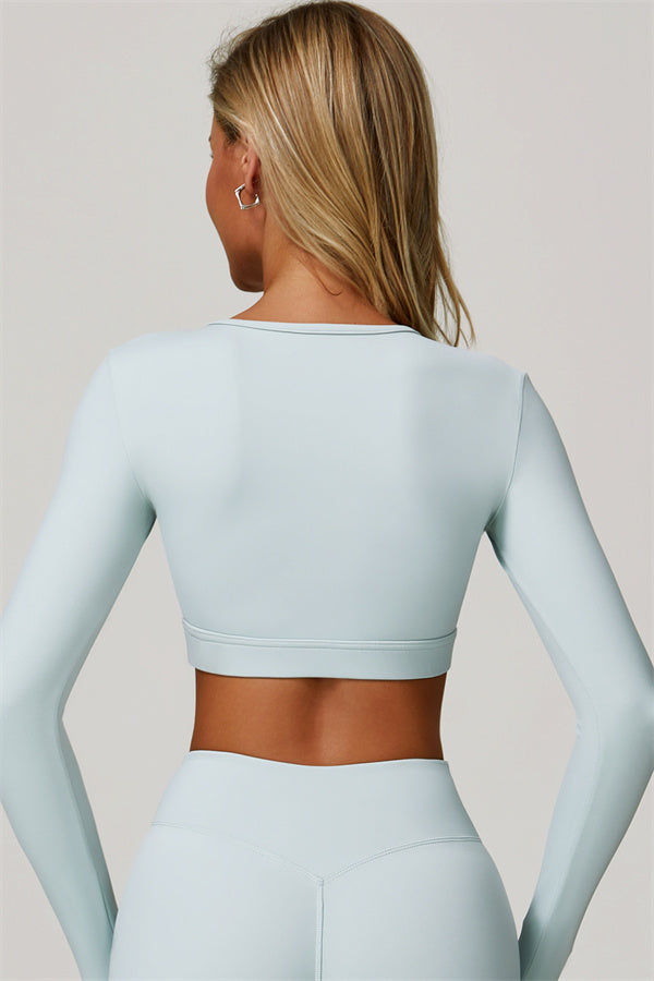 The Lavish Long Sleeve Cut-out Crop Top Tennis Skirt 2-Piece Set