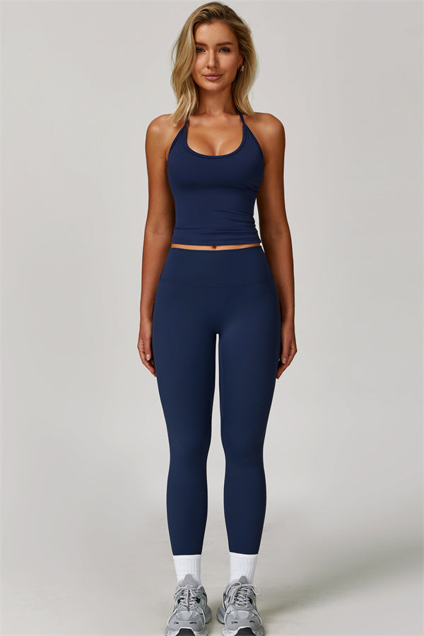 The Refresh Halter Crop Top Leggings 2-Piece Set Cobalt