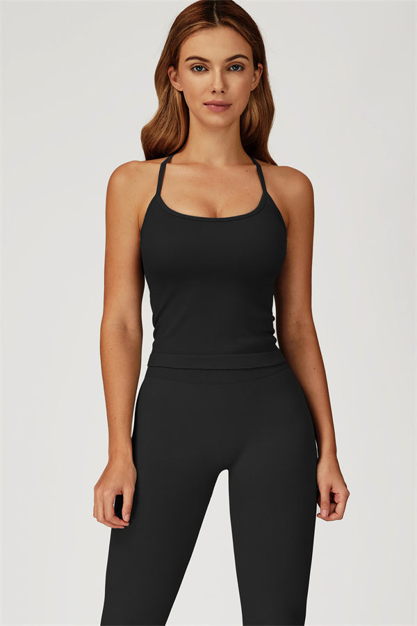 The Sculpt Crop Top Leggings 2-Piece Set Black