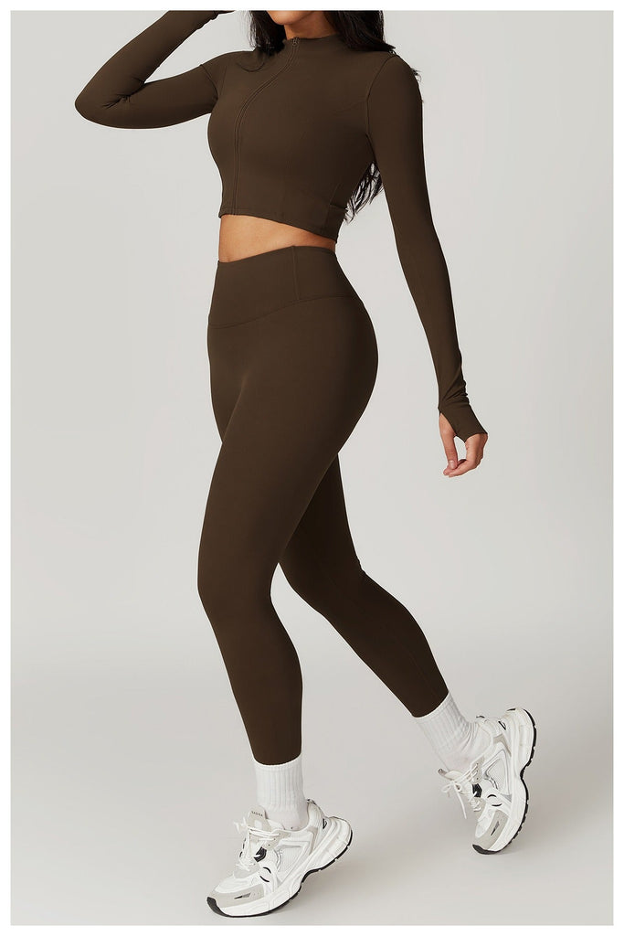 Madelyn 3 Piece Top & Leggings Set Chocolate