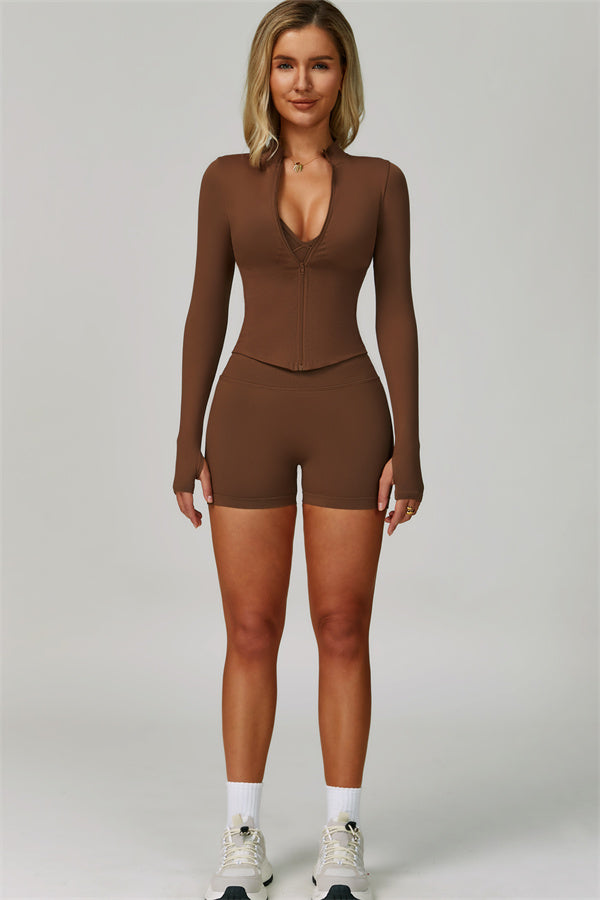 The Empower Jacket Sports Bra Shorts 3-Piece Set