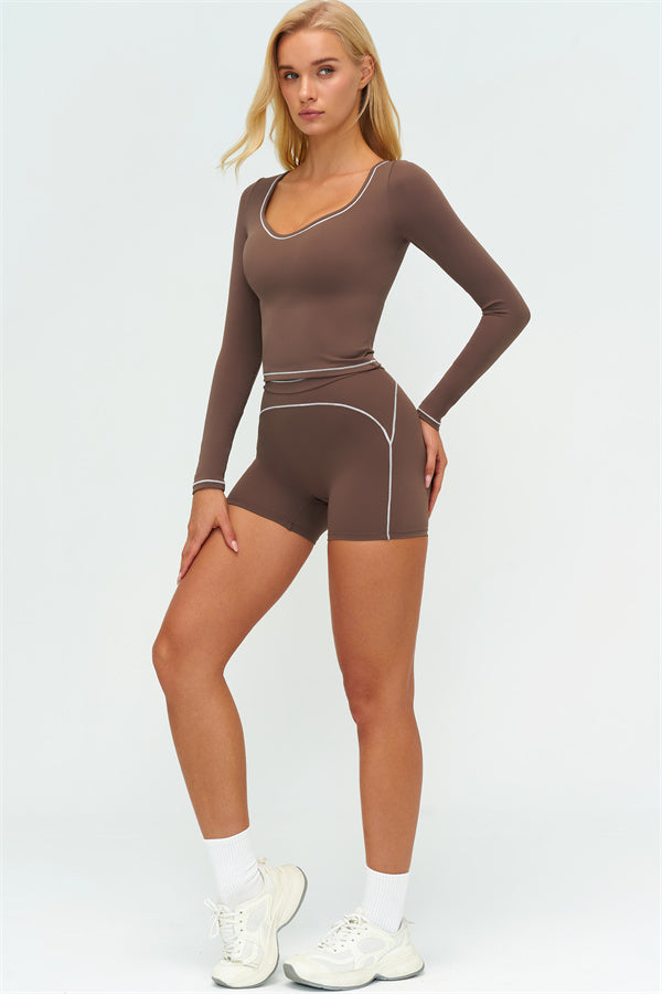 The Amara Long Sleeve T-shirt Shorts 2-Piece Set