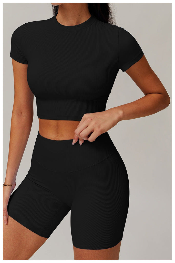 Casey T-Sleeve Top & Shorts Set Black