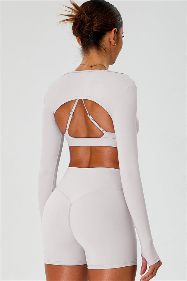 The Ember Sports Bra Crop Top Shorts 3-Piece Set