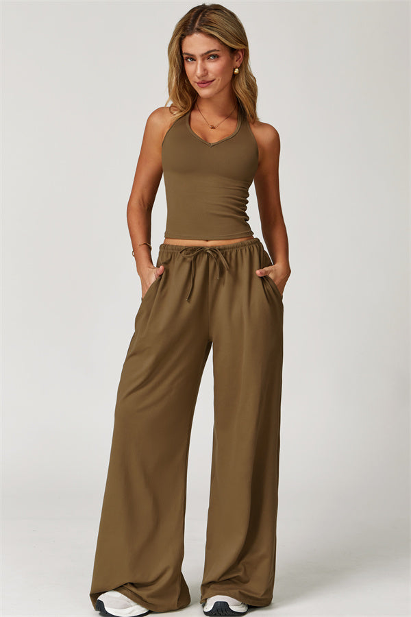 The Sprint Halter Tank Top Sweatpants 2-Piece Set Roman Brown