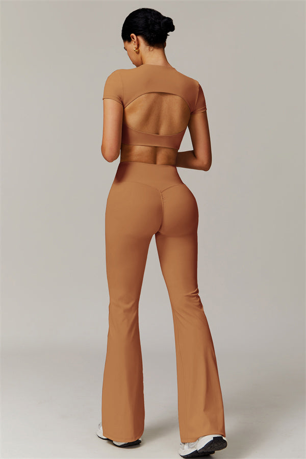 The Delicate Crop Top Flared Leggings 2-Piece Set