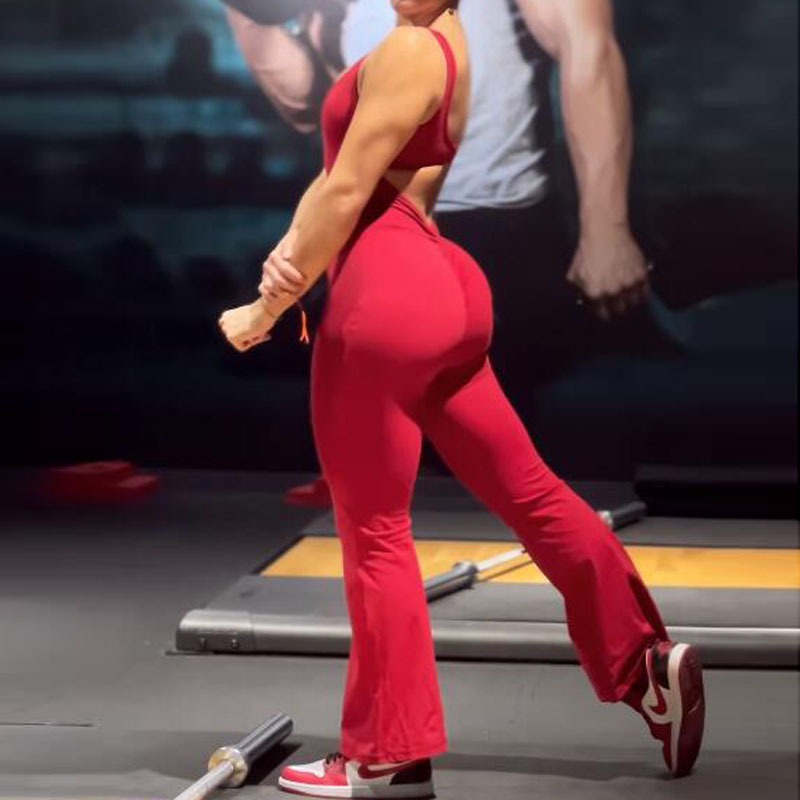 Scrunch V Back Flared Jumpsuit
