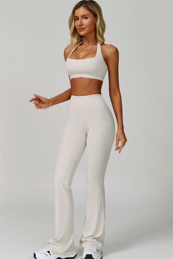 The Bold Halter Sports Bra Flared Leggings 2-Piece Set