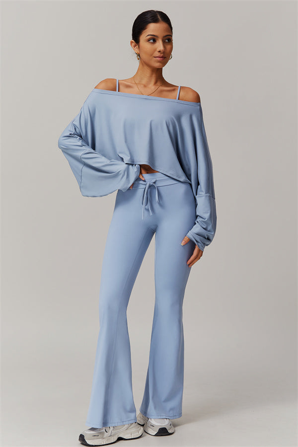 The Resonate Drift Cropped Pullover Flared Leggings 2-Piece Set