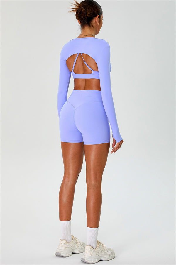 The Ember Sports Bra Crop Top Shorts 3-Piece Set