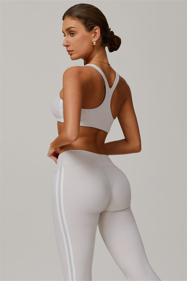 The Splendor Sports Bra Flared Leggings 2-Piece Set Pearl White