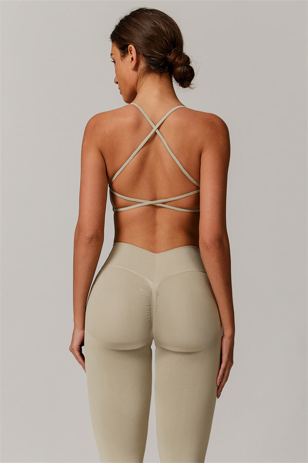 The Nova Luxe Sports Bra Leggings 2-Piece Set Almond