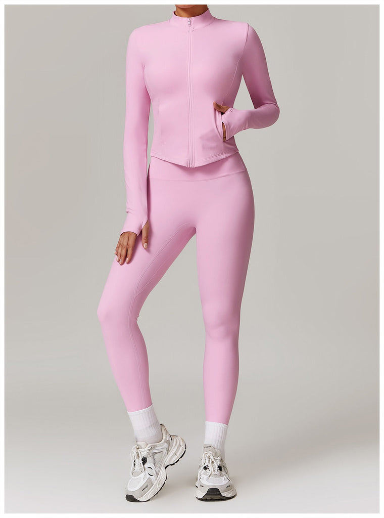 Impact Longsleeve Zip Top & Leggings Set Pink