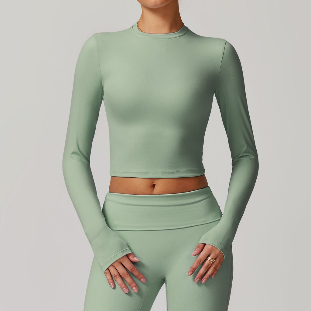 Butter Longsleeve Crop Top Bamboo green