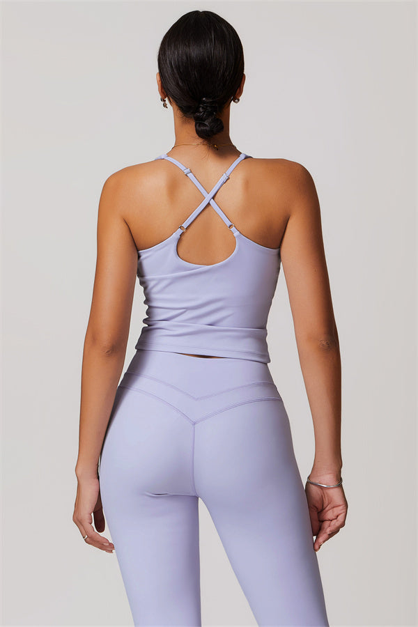 The Enigma Cross Back Vest Leggings 2-Piece Set Periwinkle