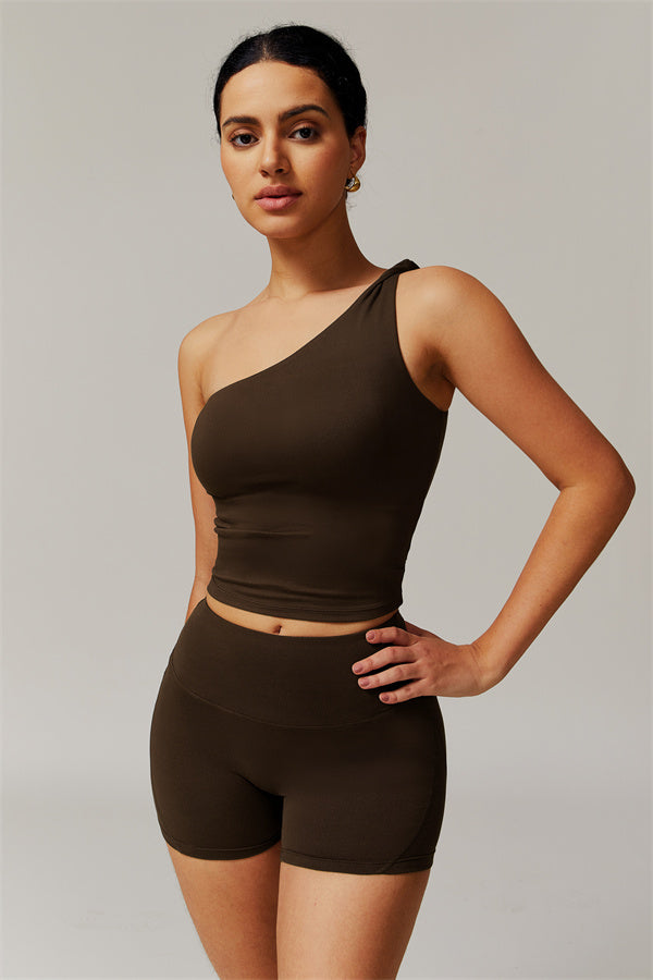The Luxe One-Shoulder Crop Top Shorts 2-Piece Set
