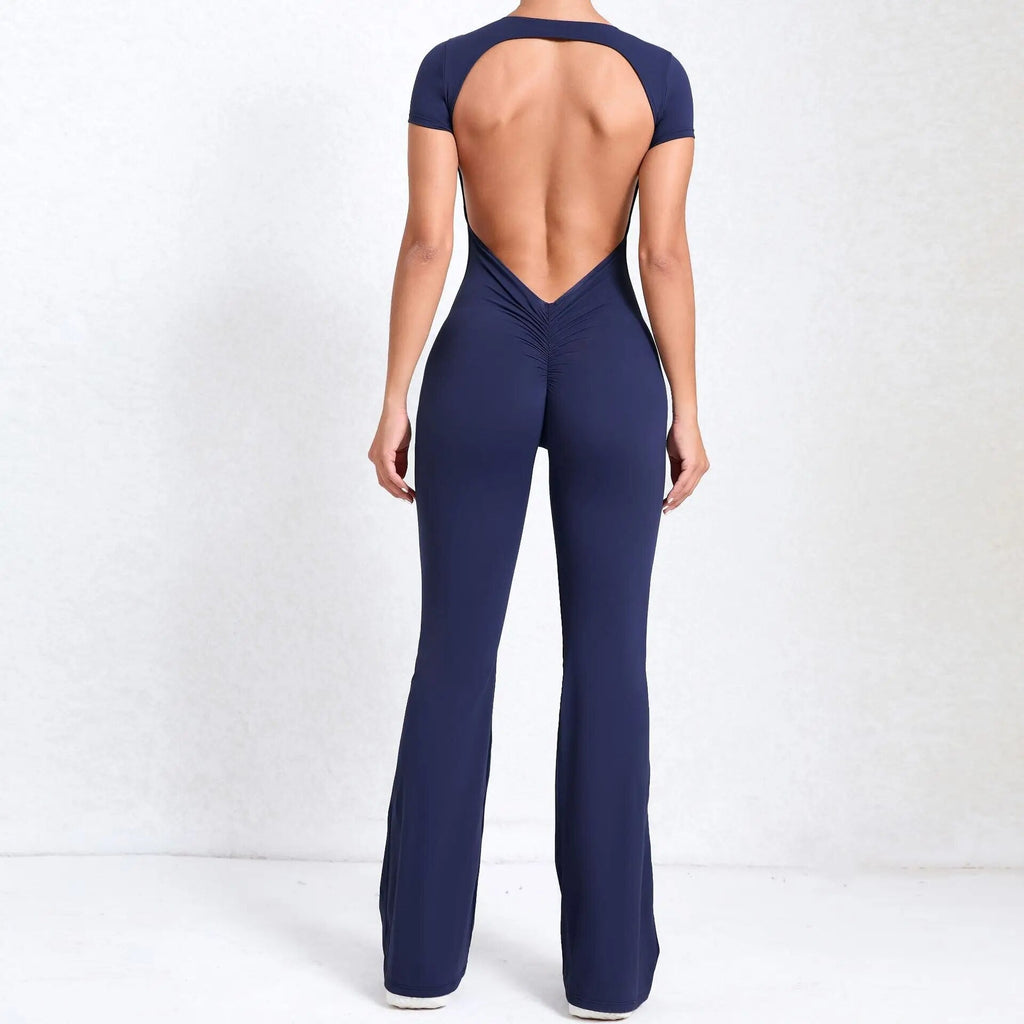 Essential Backless Flared Jumpsuit Navy