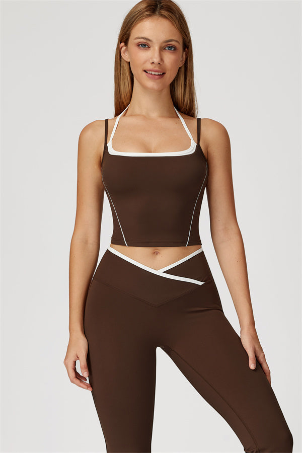 The Radiant Crop Top Flared Leggings 2-Piece Set Bistre