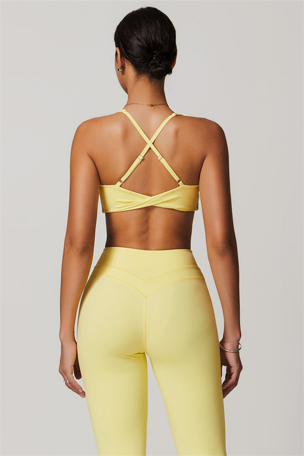 The Enigma Sports Bra Leggings 2-Piece Set Yellow Tan