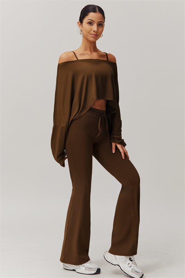 The Resonate Drift Cropped Pullover Flared Leggings 2-Piece Set