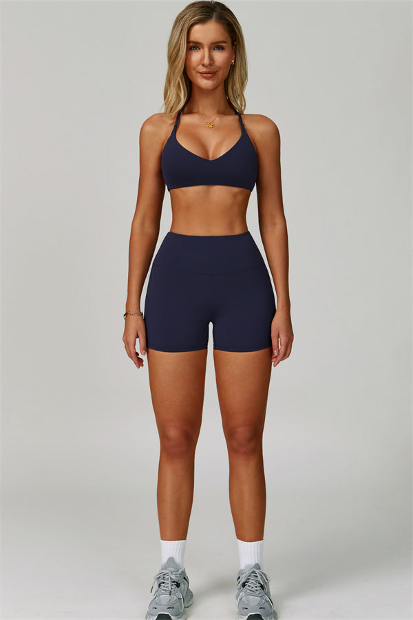 The Bold Cross Back Sports Bra Shorts 2-Piece Set