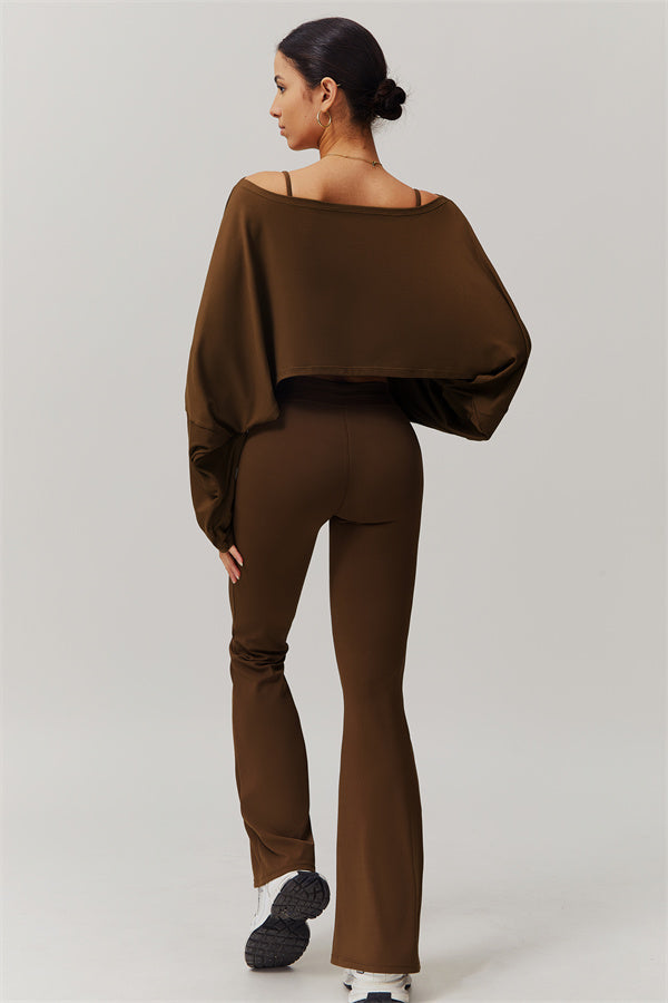 The Resonate Drift Cropped Pullover Flared Leggings 2-Piece Set