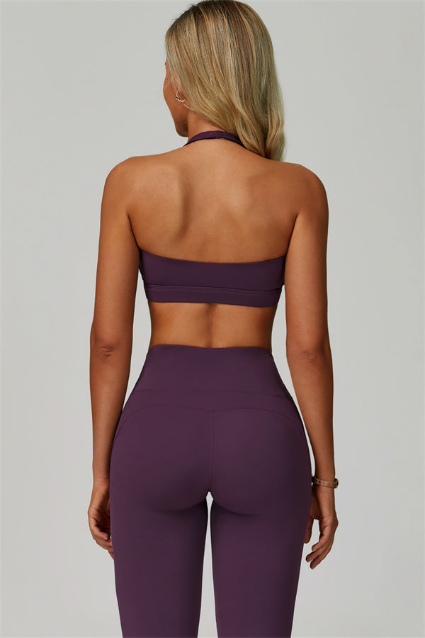 The Bold Halter Sports Bra Flared Leggings 2-Piece Set