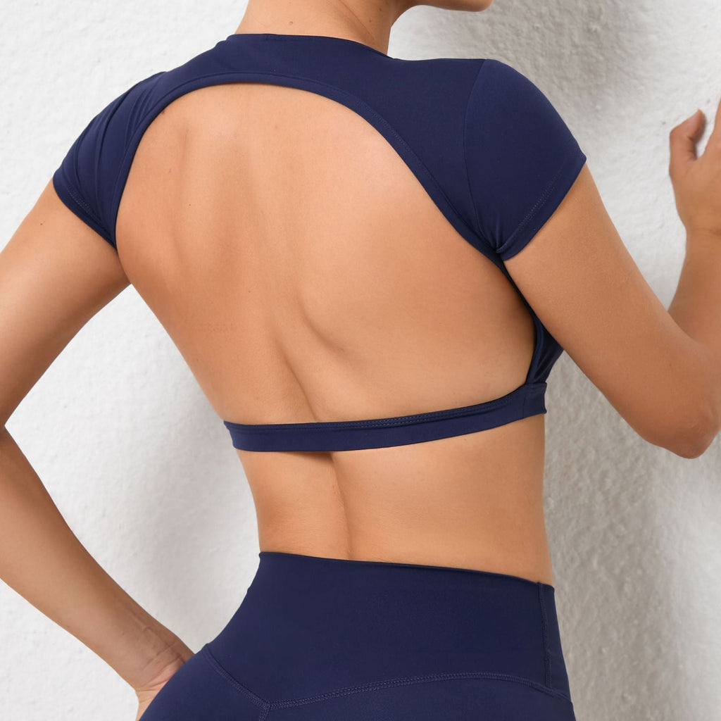 Sienna T-Sleeve Backless Top Navy